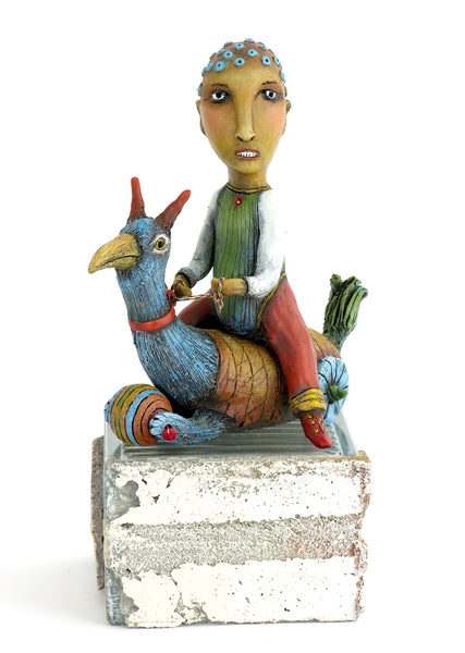 SOLD   "Fleeing Reality" Original ceramic sculpture by Jacquline Hurlbert