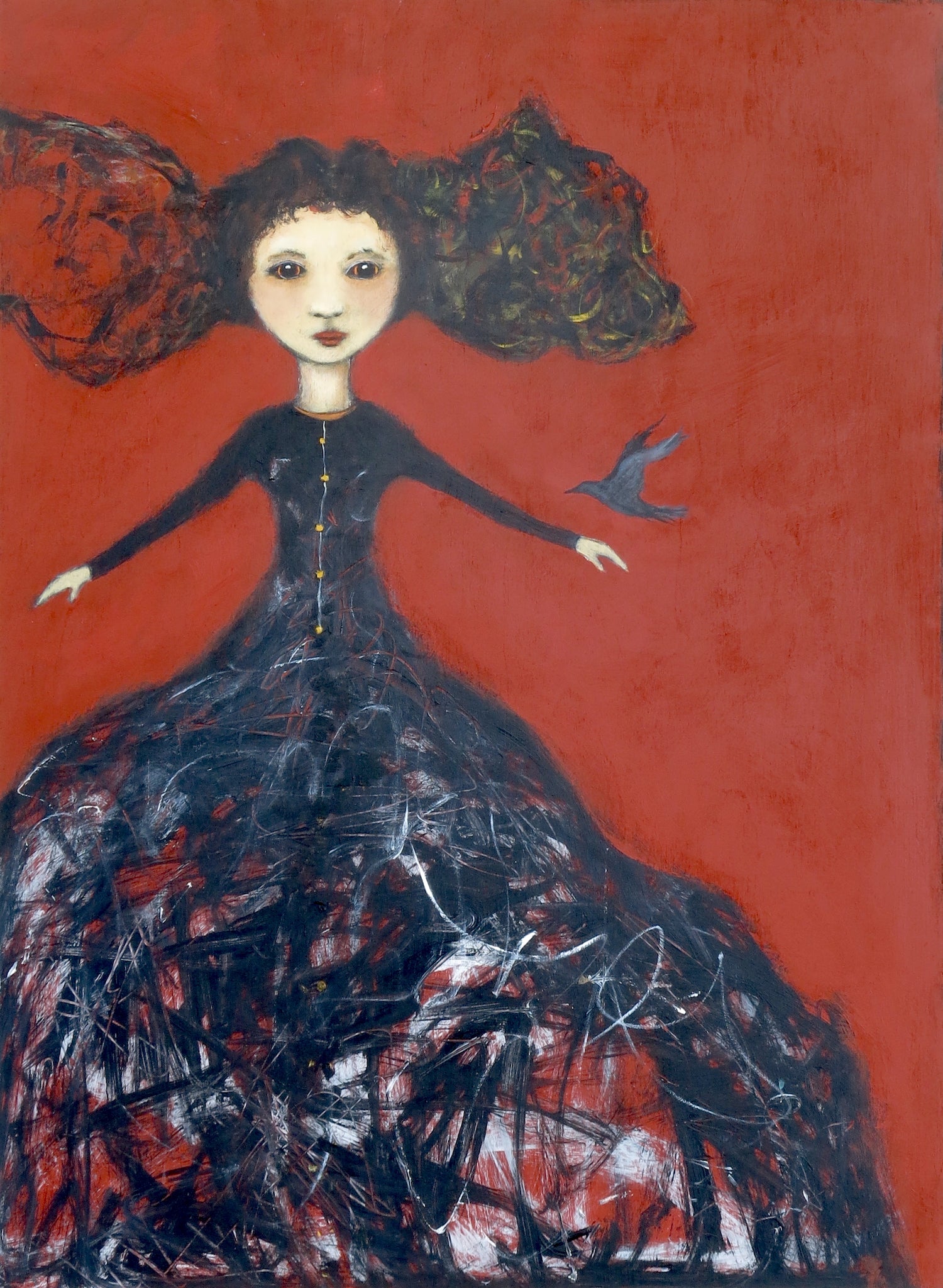 SOLD  "DRESSED IN HER RAVEN'S CLOAK"
