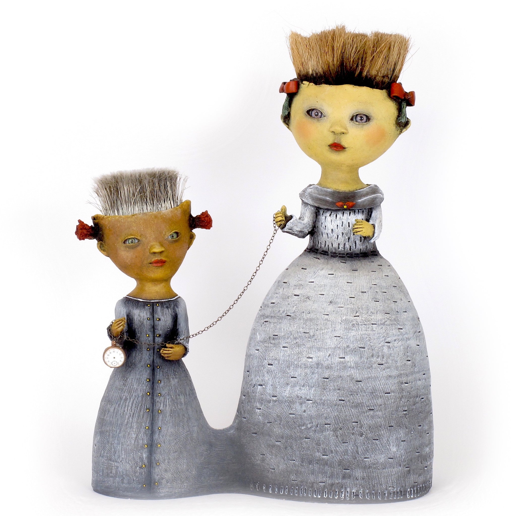 "Removing the Hands of Time" original ceramic sculpture by Jacquline Hurlbert
