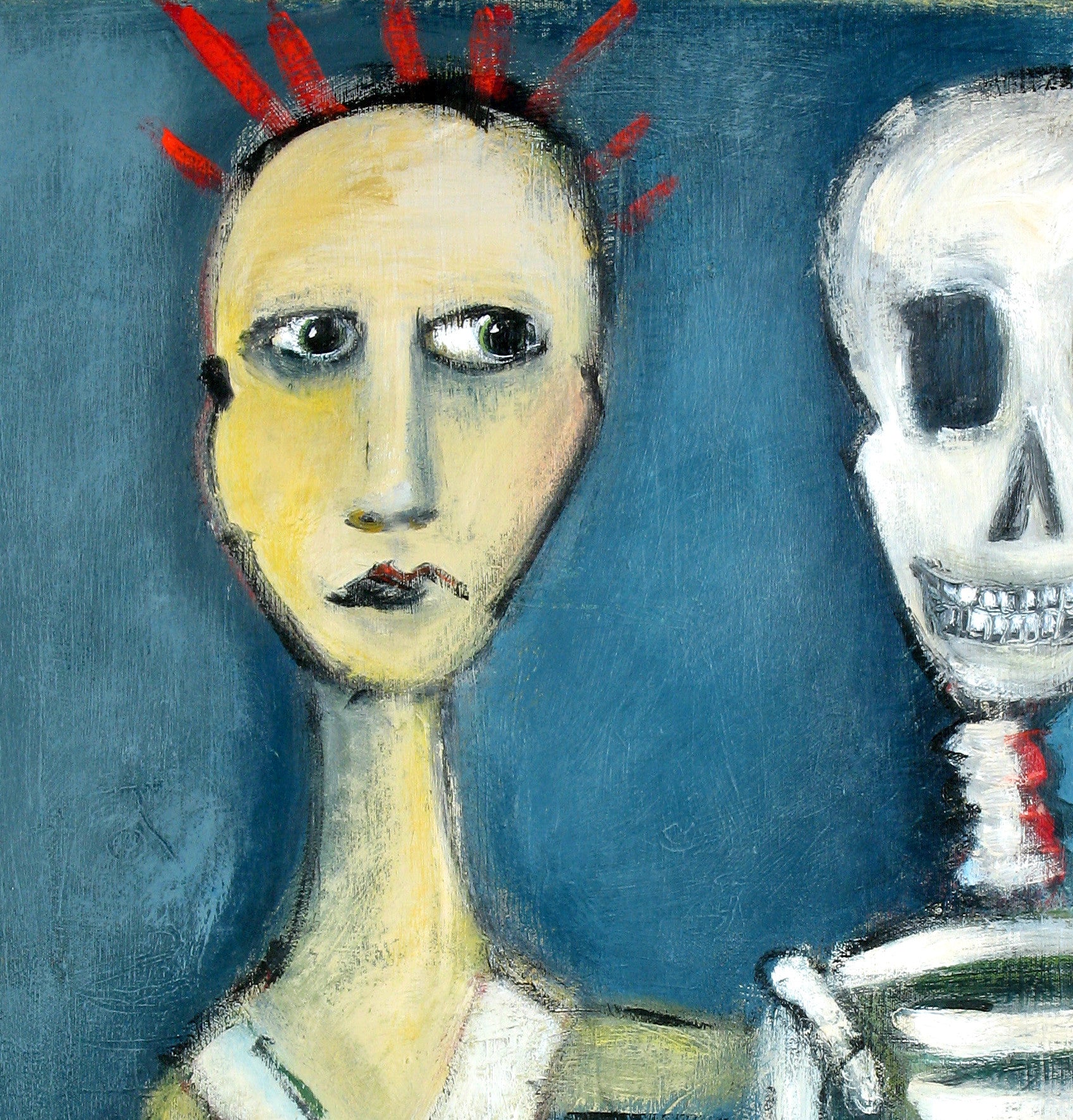 SOLD "Making Friends with the Enemy" original painting by Jacquline Hurlbert