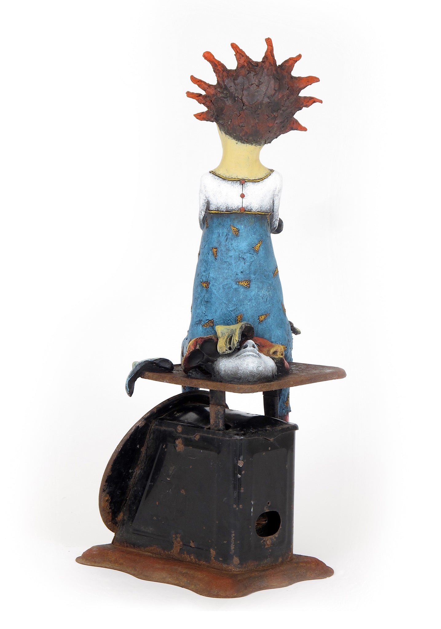SOLD   "Weighing the Cost of Self-Deception" original ceramic sculpture by Jacquline Hurlbert