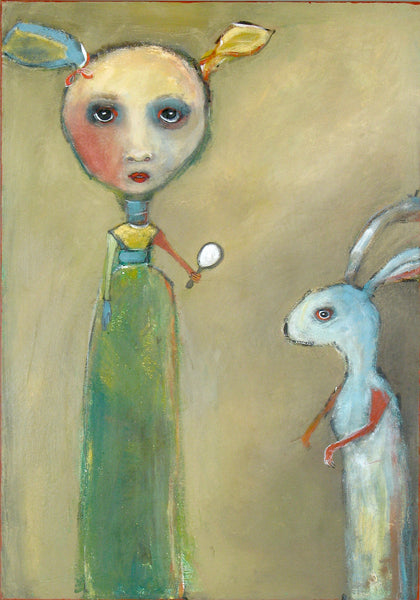 "White Rabbit Visits Alice On This Side of the Looking Glass"