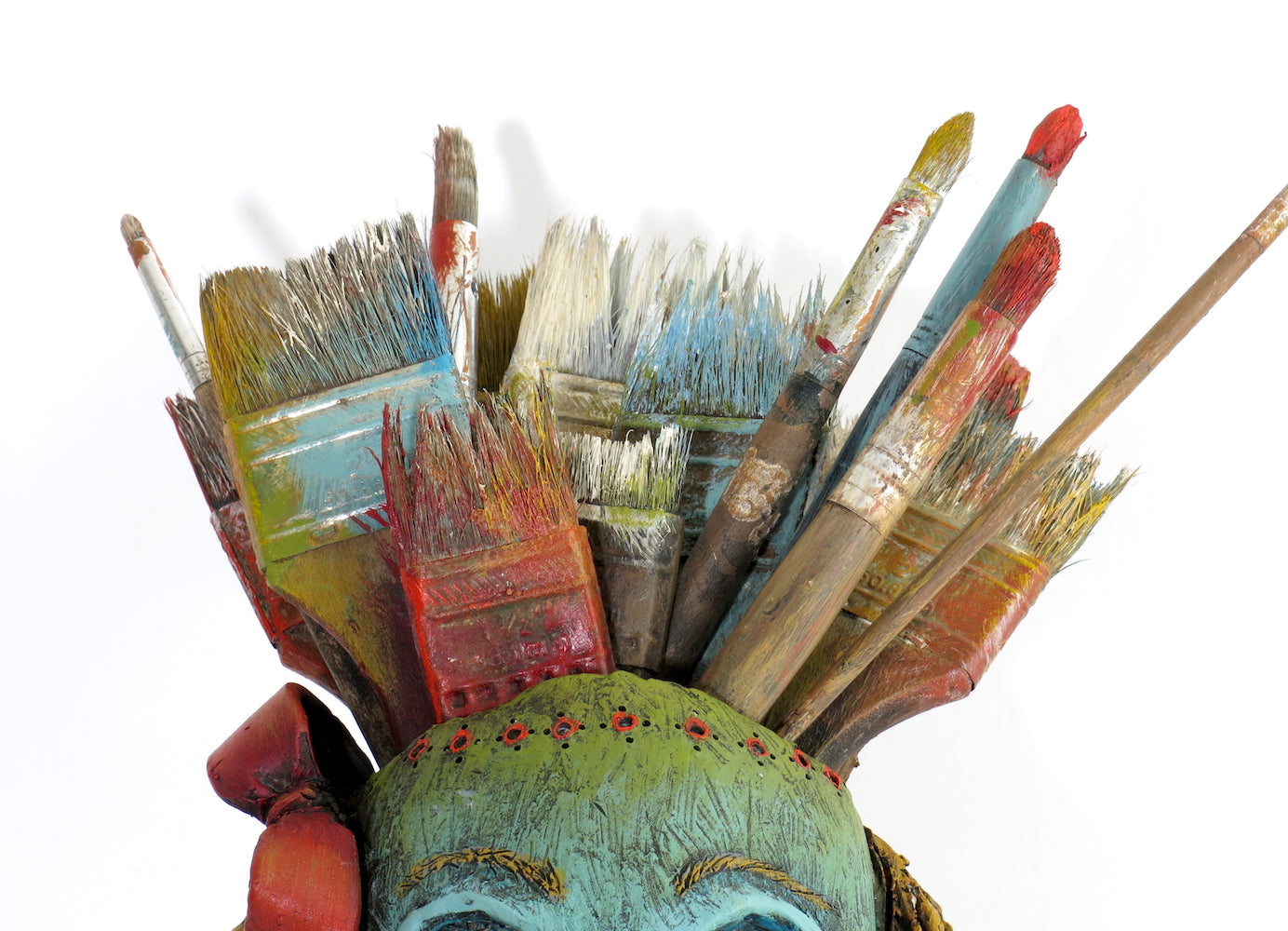 SOLD   "Recounting My Many Brushes With Death" Original ceramic sculpture by Jacquline Hurlbert