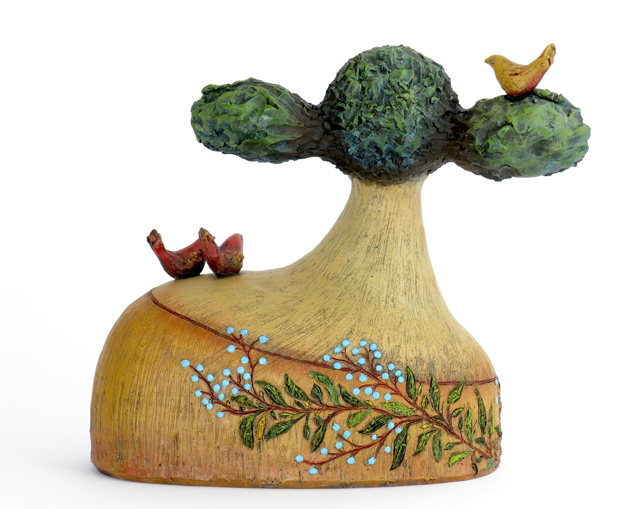 SOLD   "Isabelle Found a Delightful Alternative to the Chip on Her Shoulder"  Original ceramic sculpture by Jacquline Hurlbert