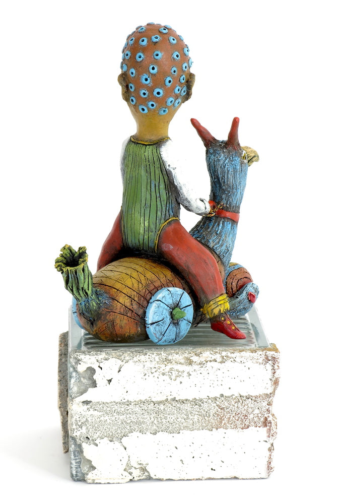 SOLD   "Fleeing Reality" Original ceramic sculpture by Jacquline Hurlbert