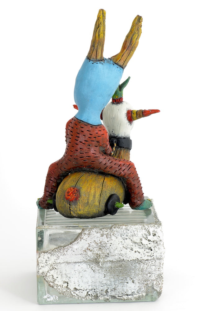 SOLD   "Making His Escape" Original ceramic sculpture by Jacquline Hurlbert