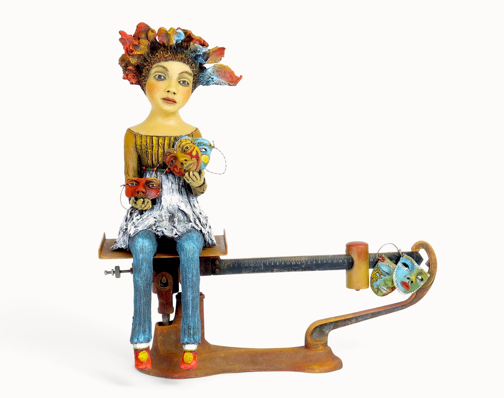 "Weighing My Options"    Original ceramic sculpture by Jacquline Hurlbert