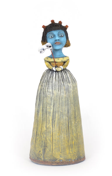 SOLD   The Unique Masquerading as the Conventional" original ceramic sculpture by Jacquline Hurlbert