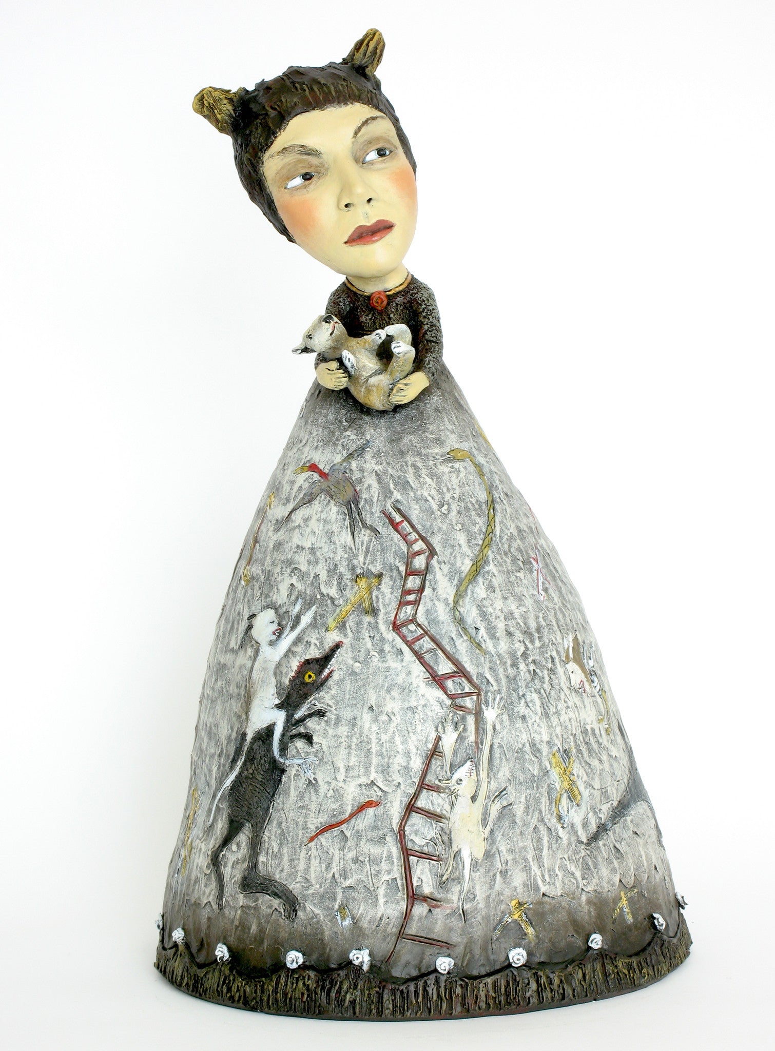 SOLD   "letting My Little Monsters Out to Play" original ceramic sculpture by Jacquline Hurlbert