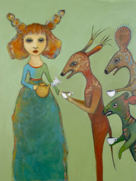 SOLD  "Priscilla Serves Tea While Her Little Monsters Tell Their Stories"