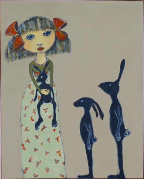 SOLD  "Eloise Checks for Gray Hares"