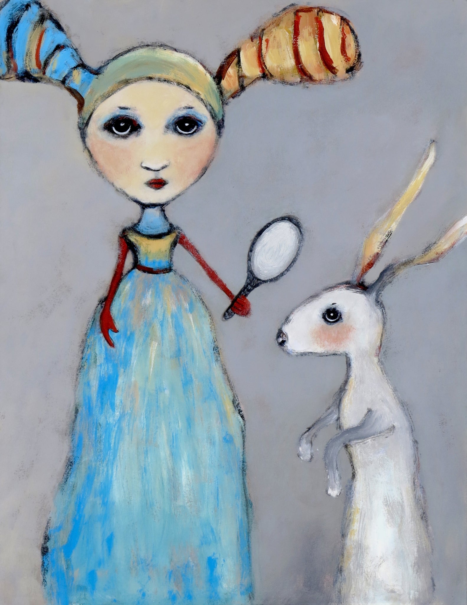 SOLD  "Dissatisfied With Reality, Alice and White Rabbit Prepare to Jump Back Through the Looking Glass