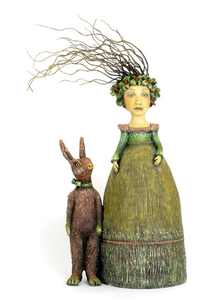 SOLD  "Content With My Delusions" Original ceramic sculpture by Jacquline Hurlbert
