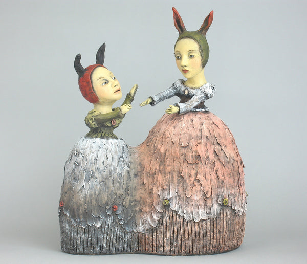 SOLD  "Safety Within Reach" original ceramic sculpture by Jacquline Hurlbert