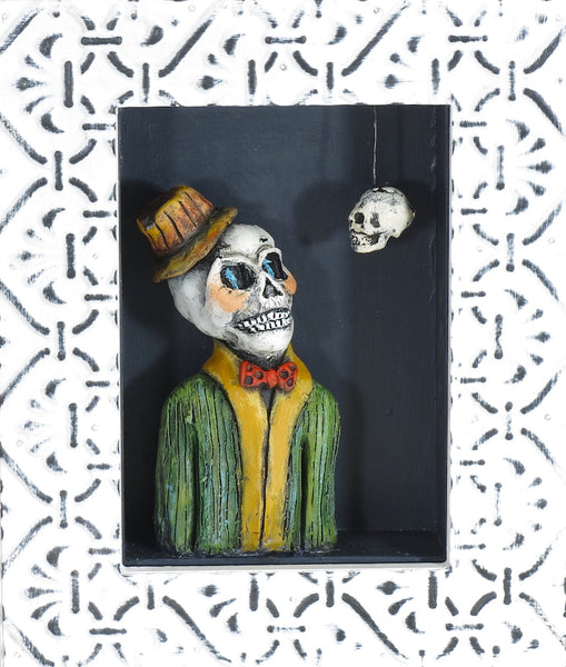 SOLD  "Portrait with Still Life"  Original ceramic sculpture by Jacquline Hurlbert